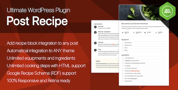 Ultimate Post Recipe - Responsive WordPress Posts Cooking Recipes plugin