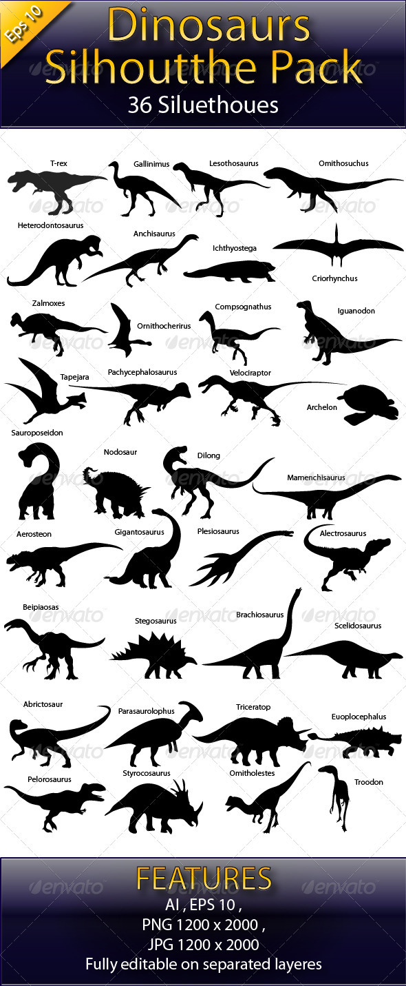 Dinosaurs Silhouette Pack - Animals Characters
