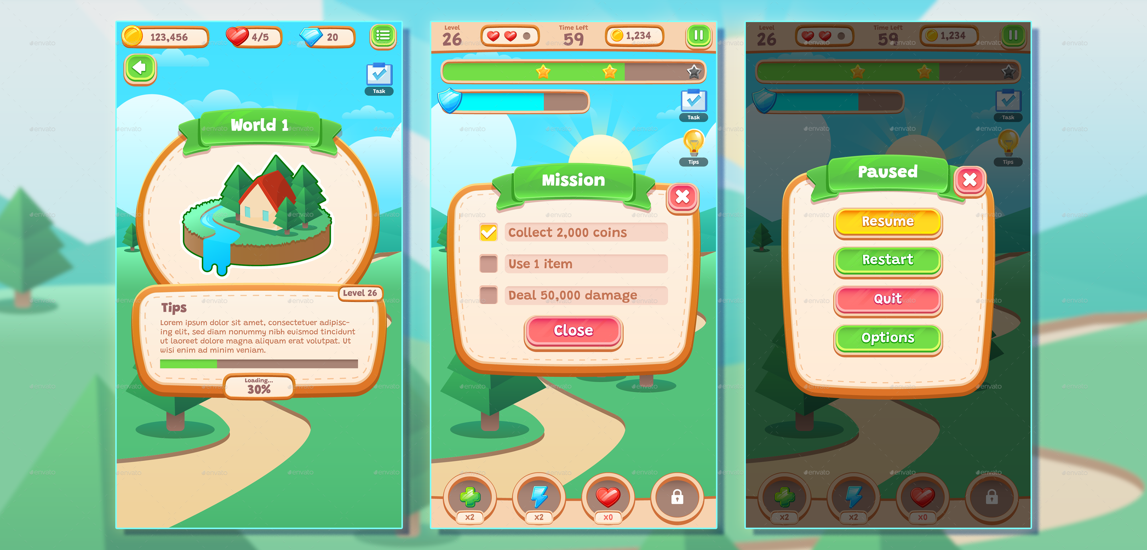 Fun Image For Gui Cartoon Theme GUI Pack 16, Game Assets | GraphicRiver