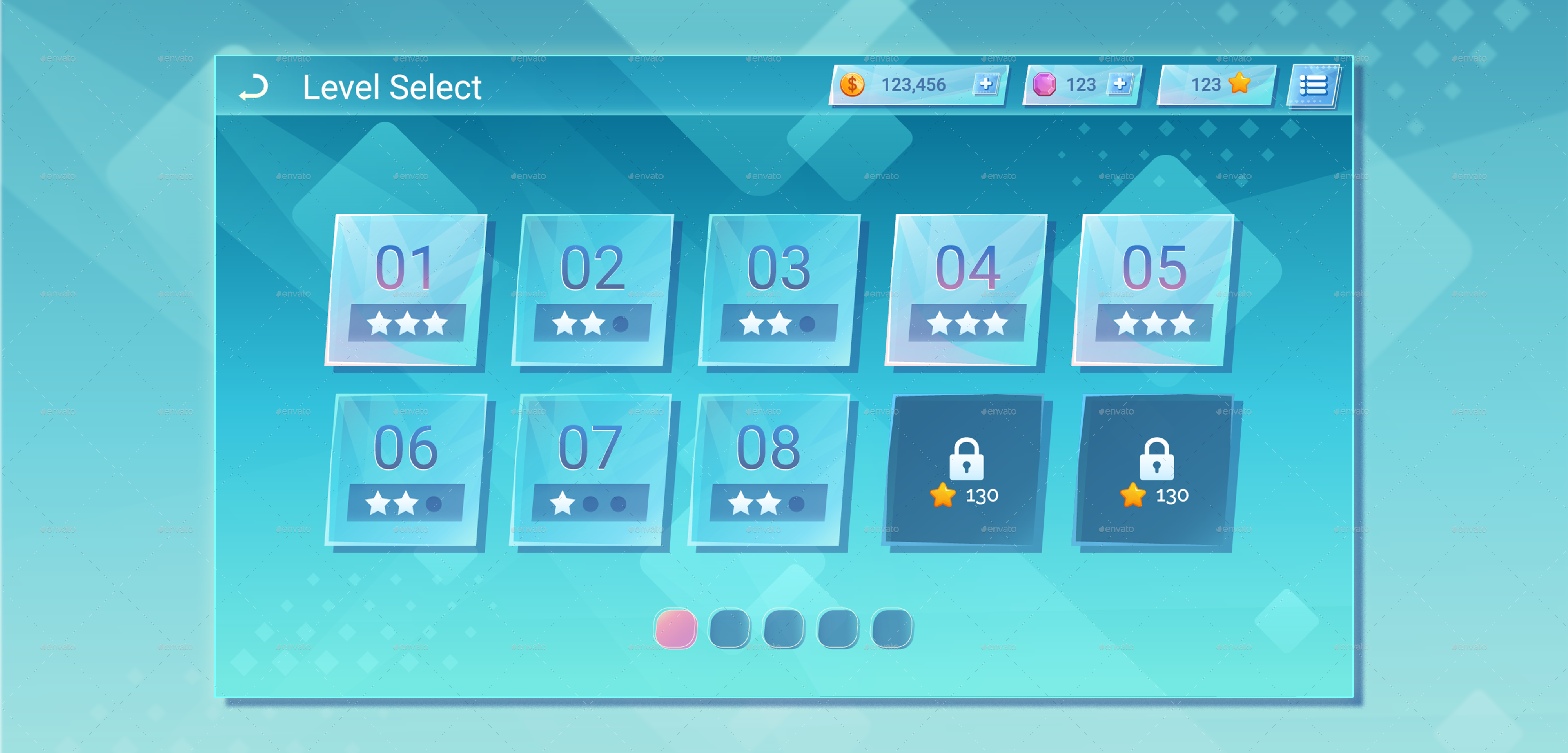 Glass Theme GUI Pack 17, Game Assets | GraphicRiver