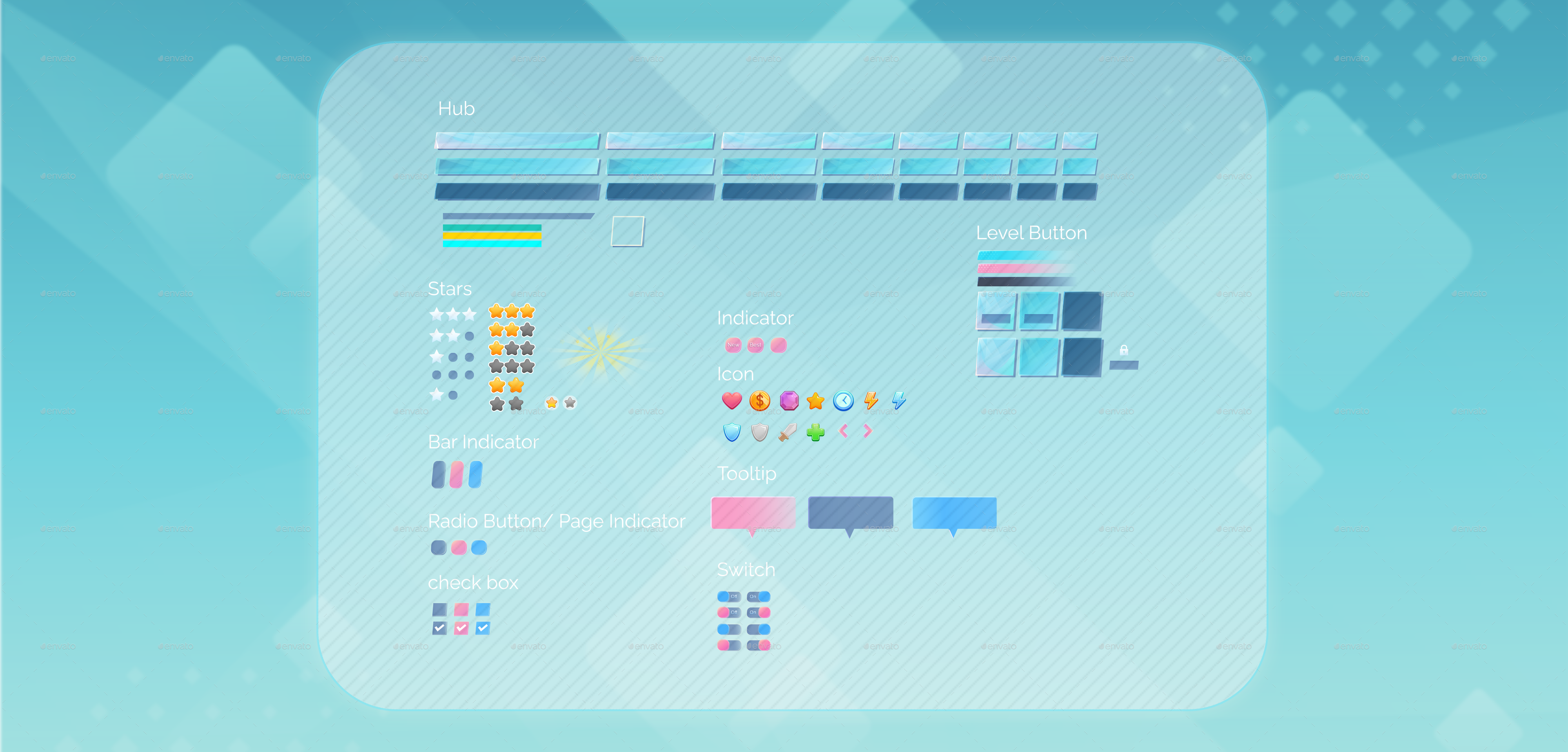 Glass Theme GUI Pack 17, Game Assets | GraphicRiver