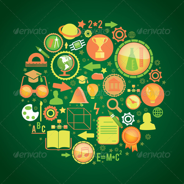 Round concept with education icons - Abstract Conceptual
