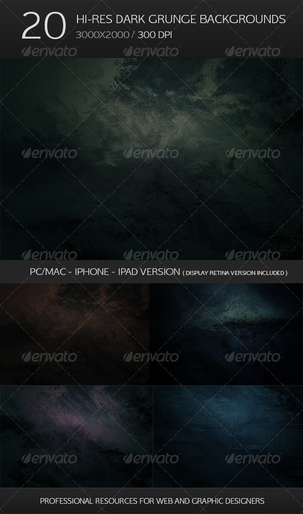 20 Hi-res Dark Grunge Backgrounds - Retina Bonus - Abstract Backgrounds