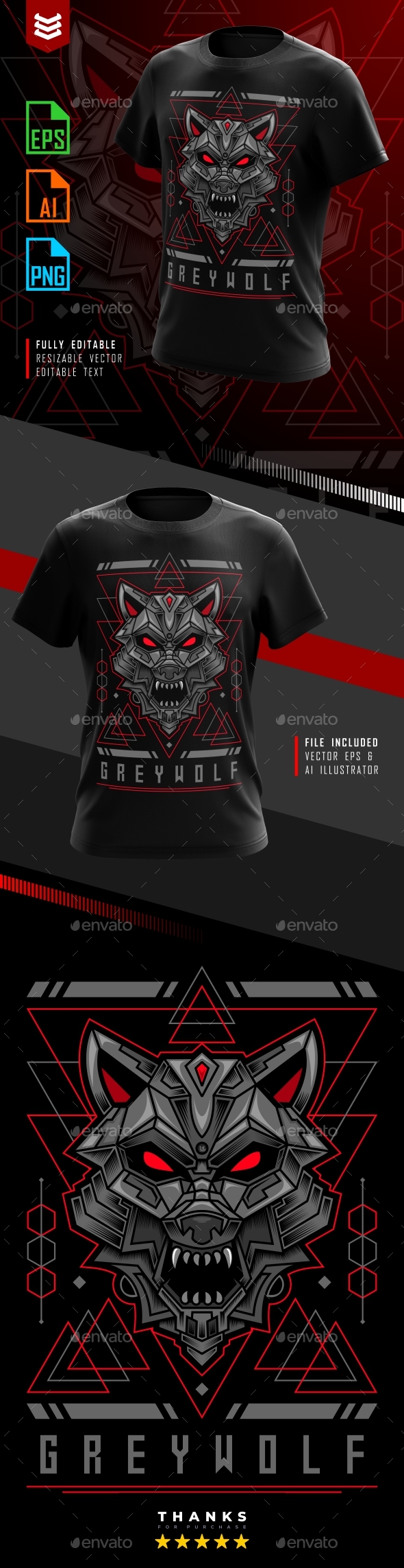 [DOWNLOAD]Geometry GreyWolf T-Shirt