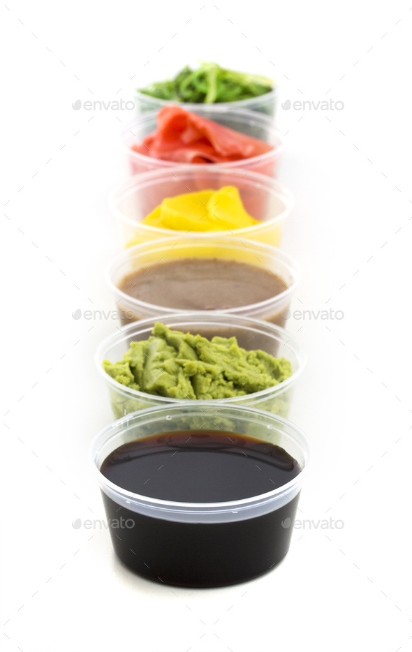 Soy sauce, wasabi, pickled ginger Stock Photo by xamtiw PhotoDune