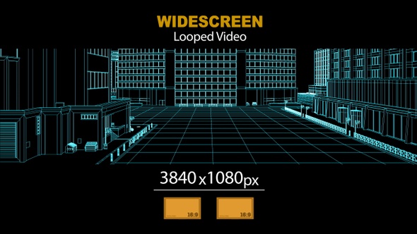 Widescreen Wireframe City Side 08