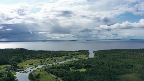 Hyperlapse Mountain River Pyalma to flow into Lake Onega Karelia Russia