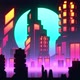 Synthwave City Skyline Lo-fi VJ Loop - VideoHive Item for Sale