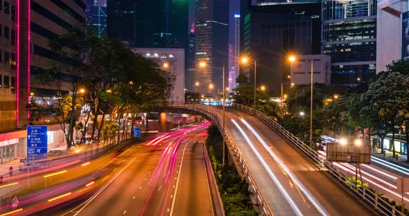 Street Traffic in Hong Kong at Night Timelapse alt