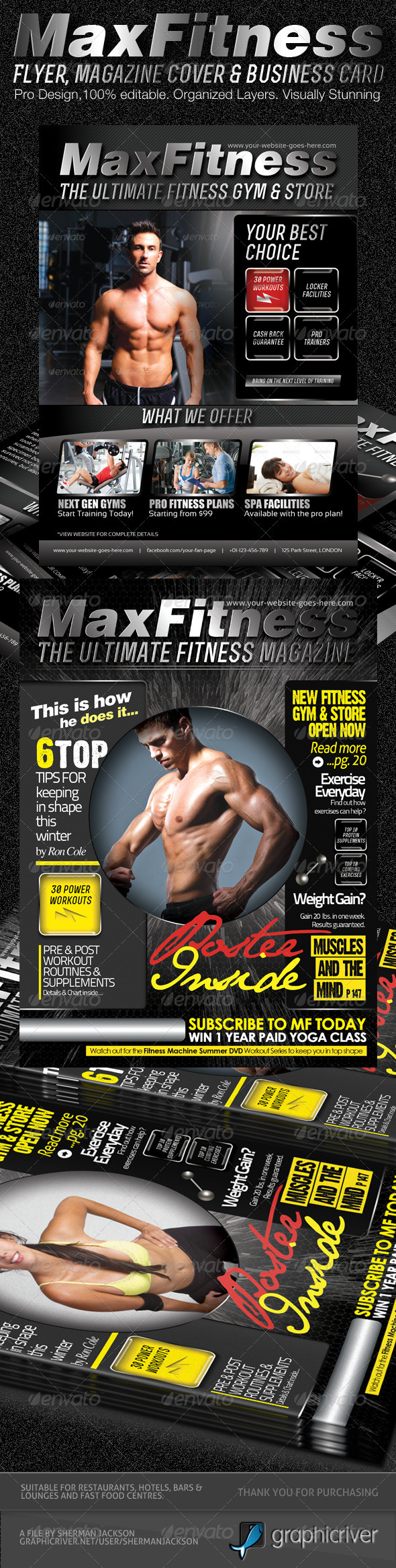 MaX Fitness Flyer & Magazine Cover Template - Commerce Flyers