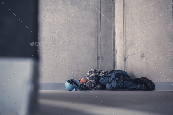 Construction Worker Sleeping at Work - Stock Photo - Images