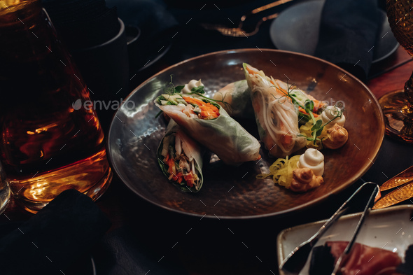Healthy vegetable rolls on plate - Stock Photo - Images