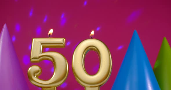 Burning Birthday Cake Candle Number 50