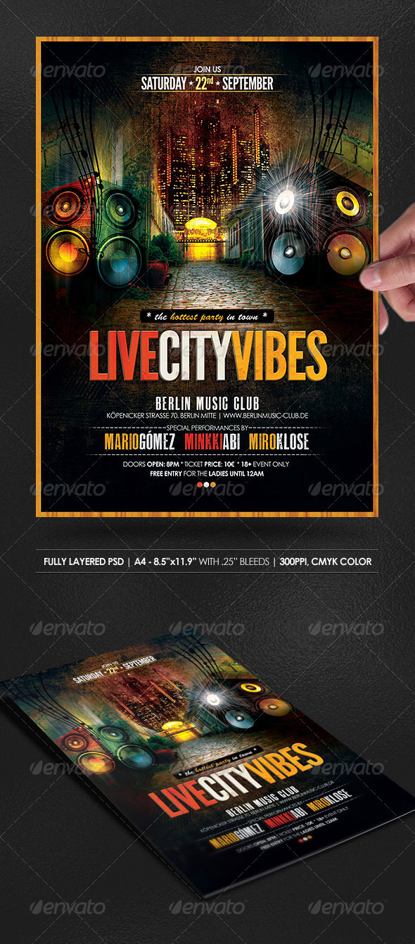 Live City Vibes Poster/Flyer - Clubs & Parties Events
