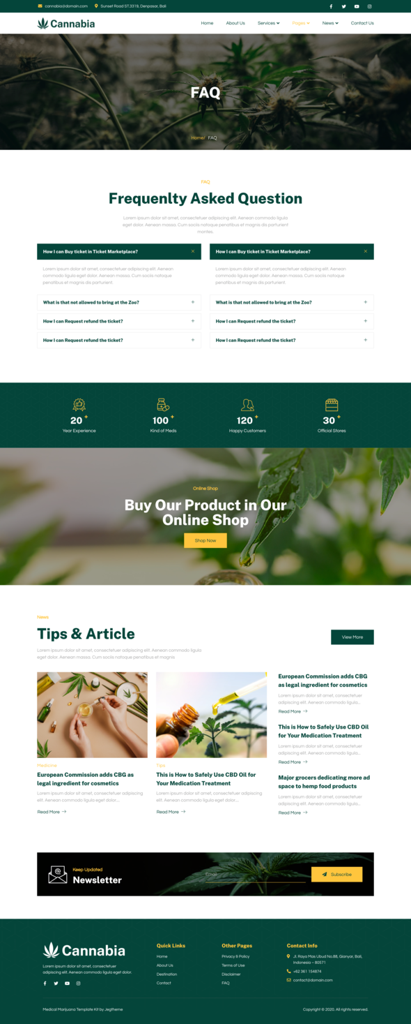 Cannabia ? Medical Marijuana & CBD Oil Elementor Template Kit