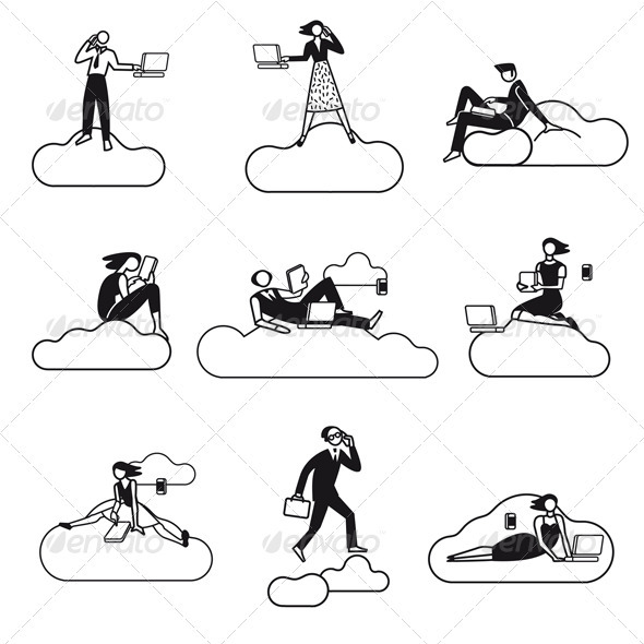 Cloud Computing Silhouettes BN - Technology Conceptual