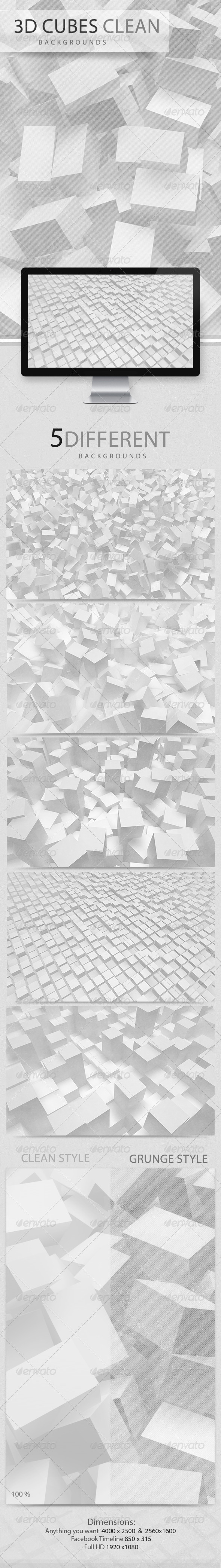 3D Cubes Clean Backgrounds - 3D Backgrounds