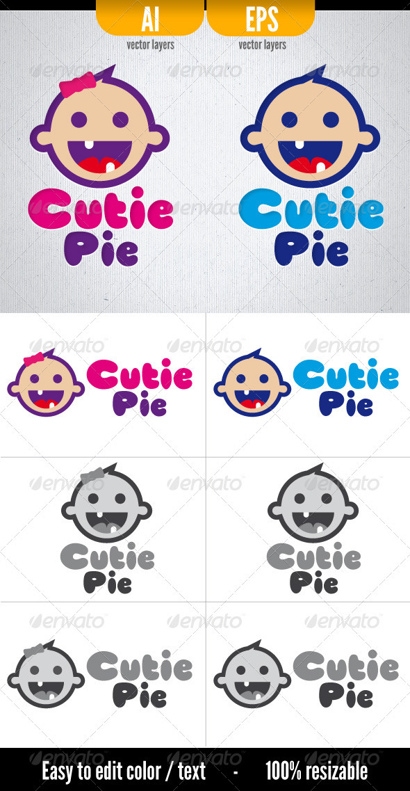 Cutie Pie - Logo Template - Humans Logo Templates