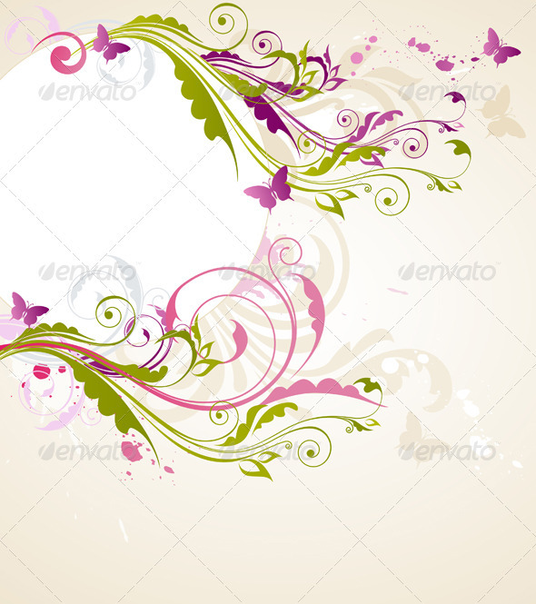 Round Floral Banner - Backgrounds Decorative