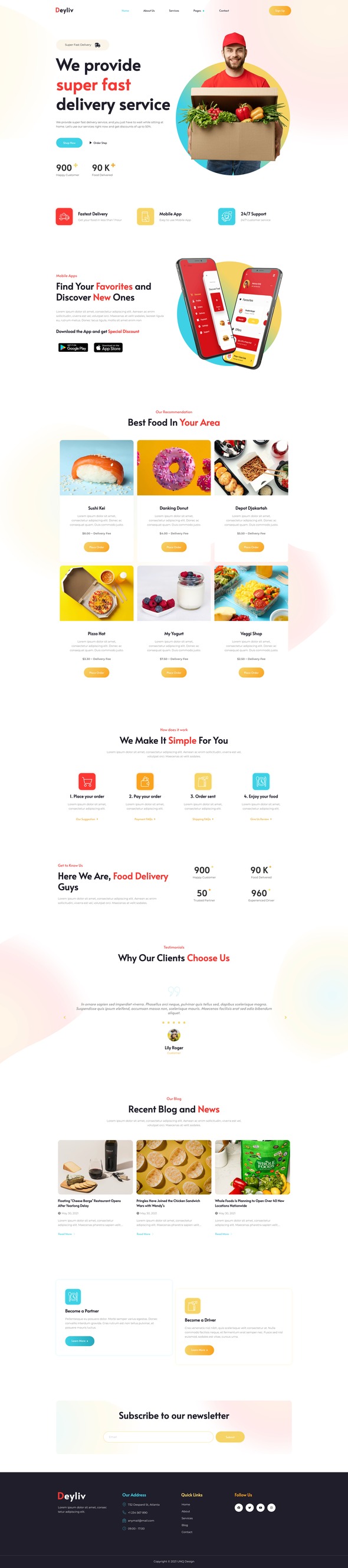 Deyliv - Food Delivery App Elementor Template Kit