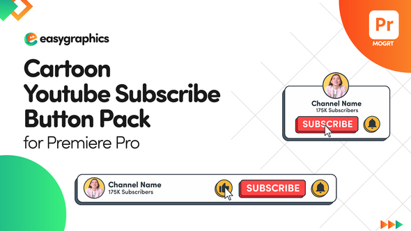 Cartoon Youtube Subscribe Button Pack for Premiere Pro