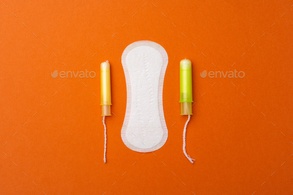 Female medical pad and tampon top view