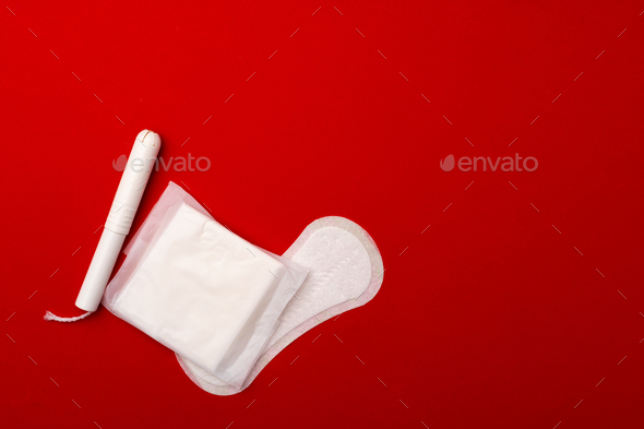 Female medical pad and tampon top view