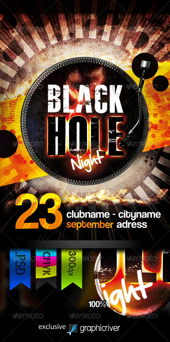 Black Hole Night Flyer - Clubs & Parties Events