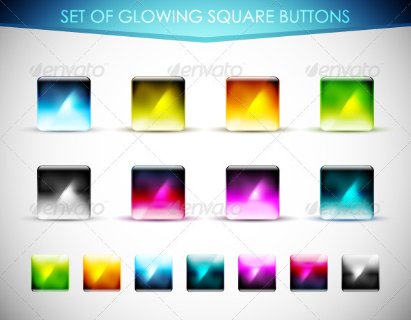 Glowing Square Buttons - Web Technology