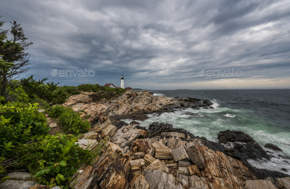 A Lighthouse in Maine - Stock Photo - Images
