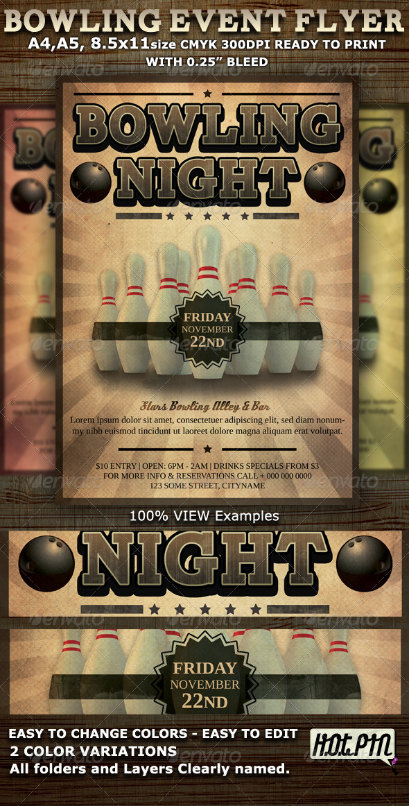 Bowling Event Party Flyer Template - Events Flyers