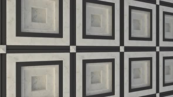 Abstract wall with black and white squares alt