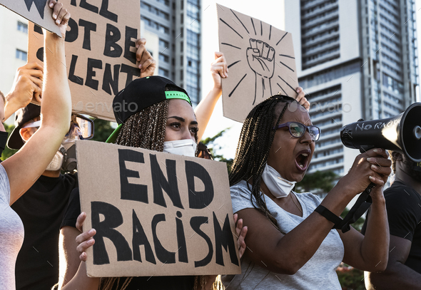 Activist movement protesting against racism and fighting for equality - Stock Photo - Images