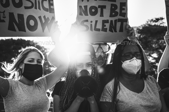 Black lives matter activist movement protesting against racism and fighting for equality - Stock Photo - Images