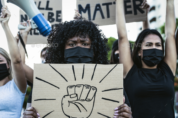 Black lives matter activist movement protesting against racism and fighting for equality - Stock Photo - Images