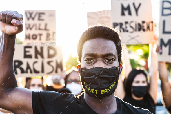 Black lives matter activist movement protesting against racism and fighting for equality - Stock Photo - Images