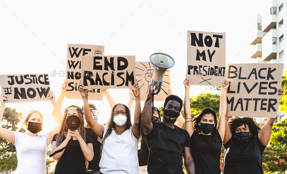Activist movement protesting against racism and fighting for equality - Stock Photo - Images