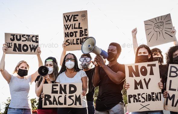 Activist movement protesting against racism and fighting for equality - Stock Photo - Images