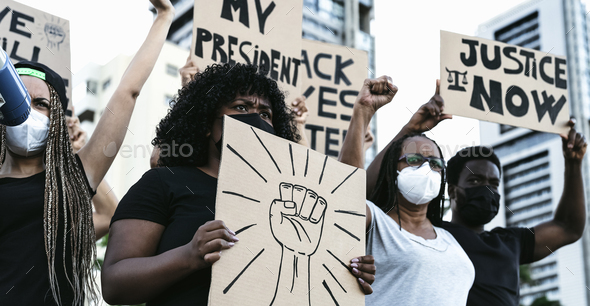 Activist movement protesting against racism and fighting for equality - Stock Photo - Images