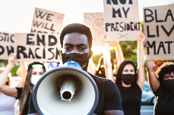 Black lives matter activist movement protesting against racism and fighting for equality - Stock Photo - Images