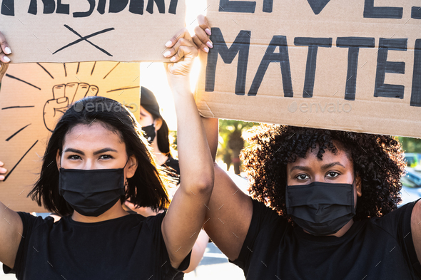 Black lives matter activist movement protesting against racism and fighting for equality - Stock Photo - Images