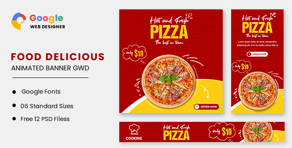 Food Pizza Animated Banner GWD