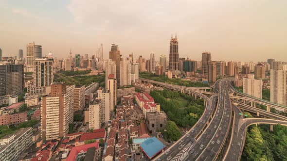Shanghai, China | The Nine Dragon Pillar intersection before the Sunset alt
