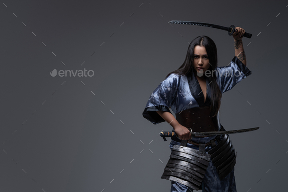 Silhouette samurai warrior knight in fighting pose. Shadows, smoke and epic  lighting. Stock Illustration | Adobe Stock