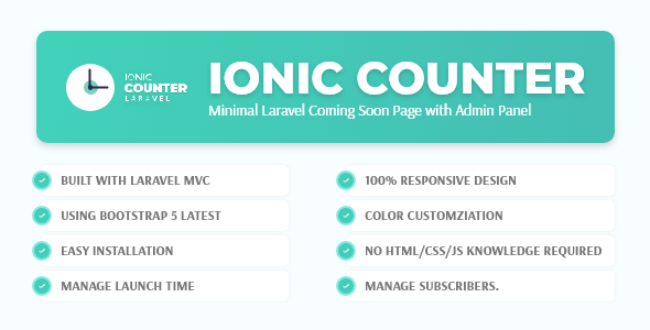 Ionic Counter - Laravel Coming Soon Page with Admin Panel
