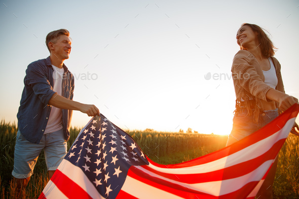 4th of July. USA independence day celebrating with national American flag - Stock Photo - Images