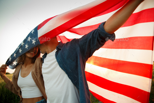 4th of July. USA independence day celebrating with national American flag - Stock Photo - Images