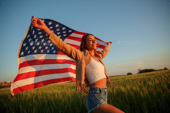 4th of July. USA independence day celebrating with national American flag - Stock Photo - Images