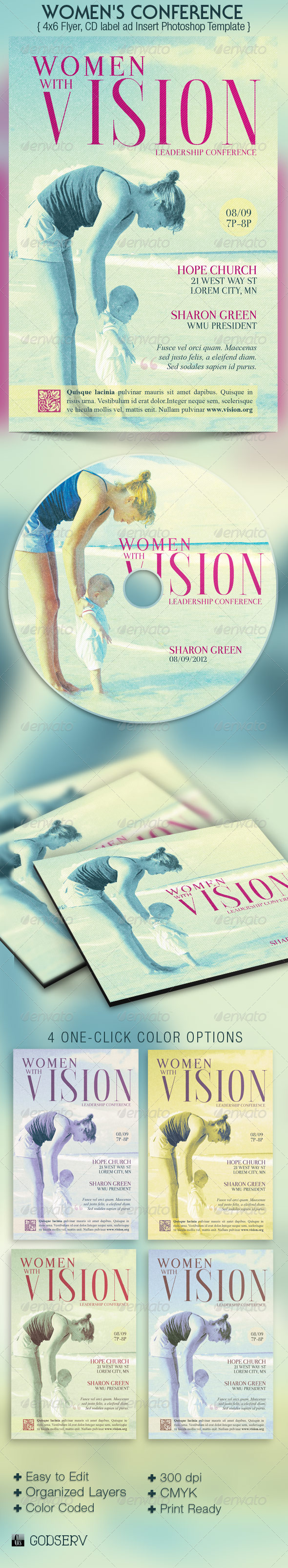 Women Leadership Conference Flyer CD Template - Church Flyers