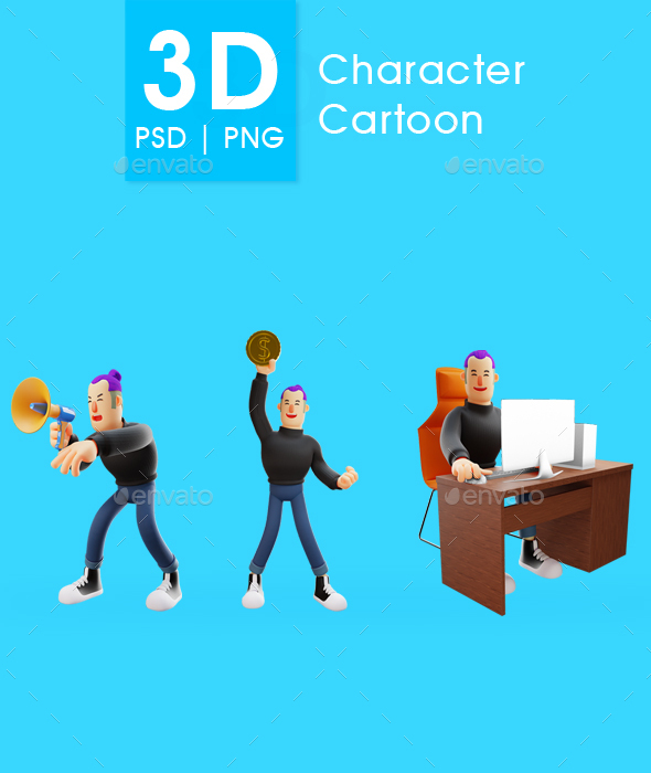 3D Cool Man With Various Pose